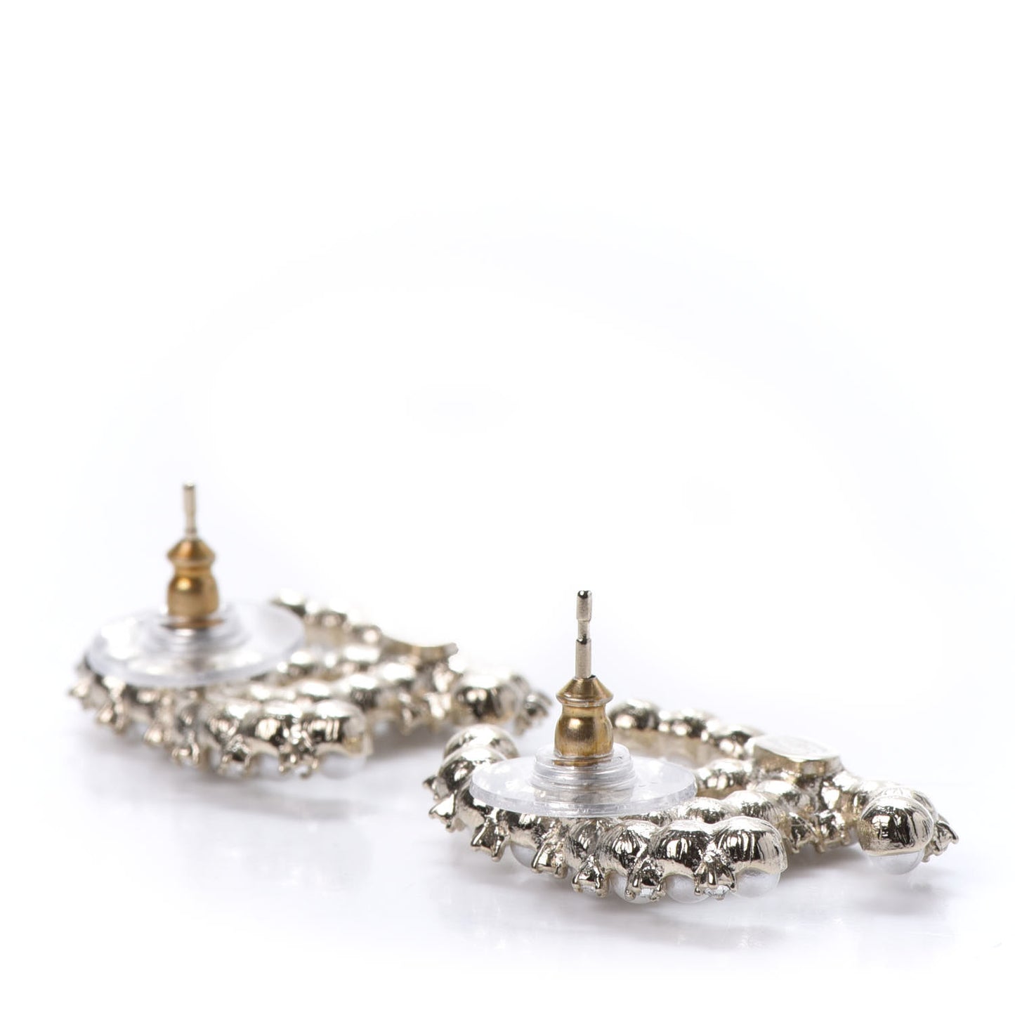 Pearl Crystal CC Earrings Gold