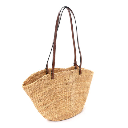 Loewe Calfskin Raffia Paulas Ibiza Small Basket Tote Bag Natural Pecan 3 of 10