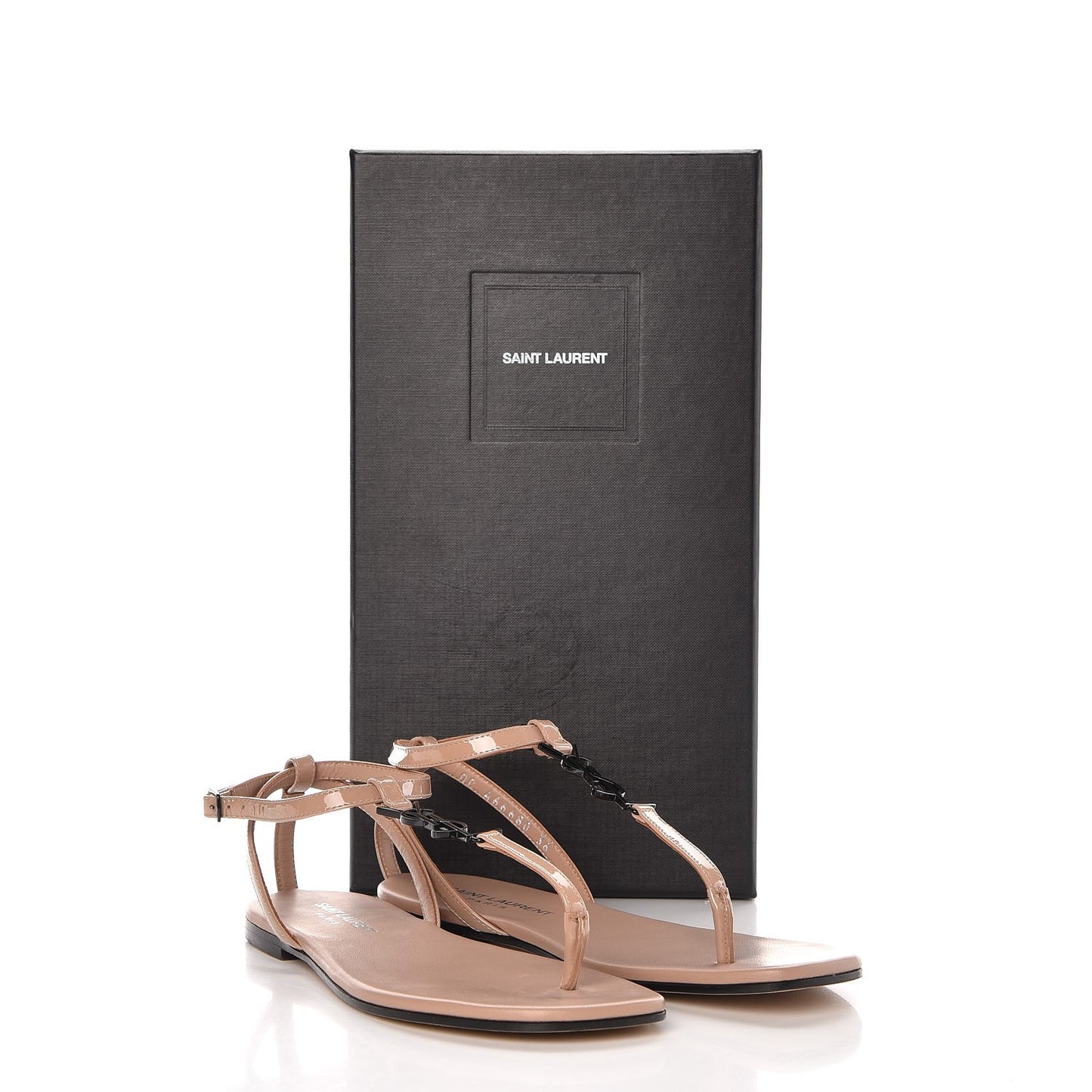 Patent Calfskin Nu Pieds 05 Thong Sandals 36 Nude