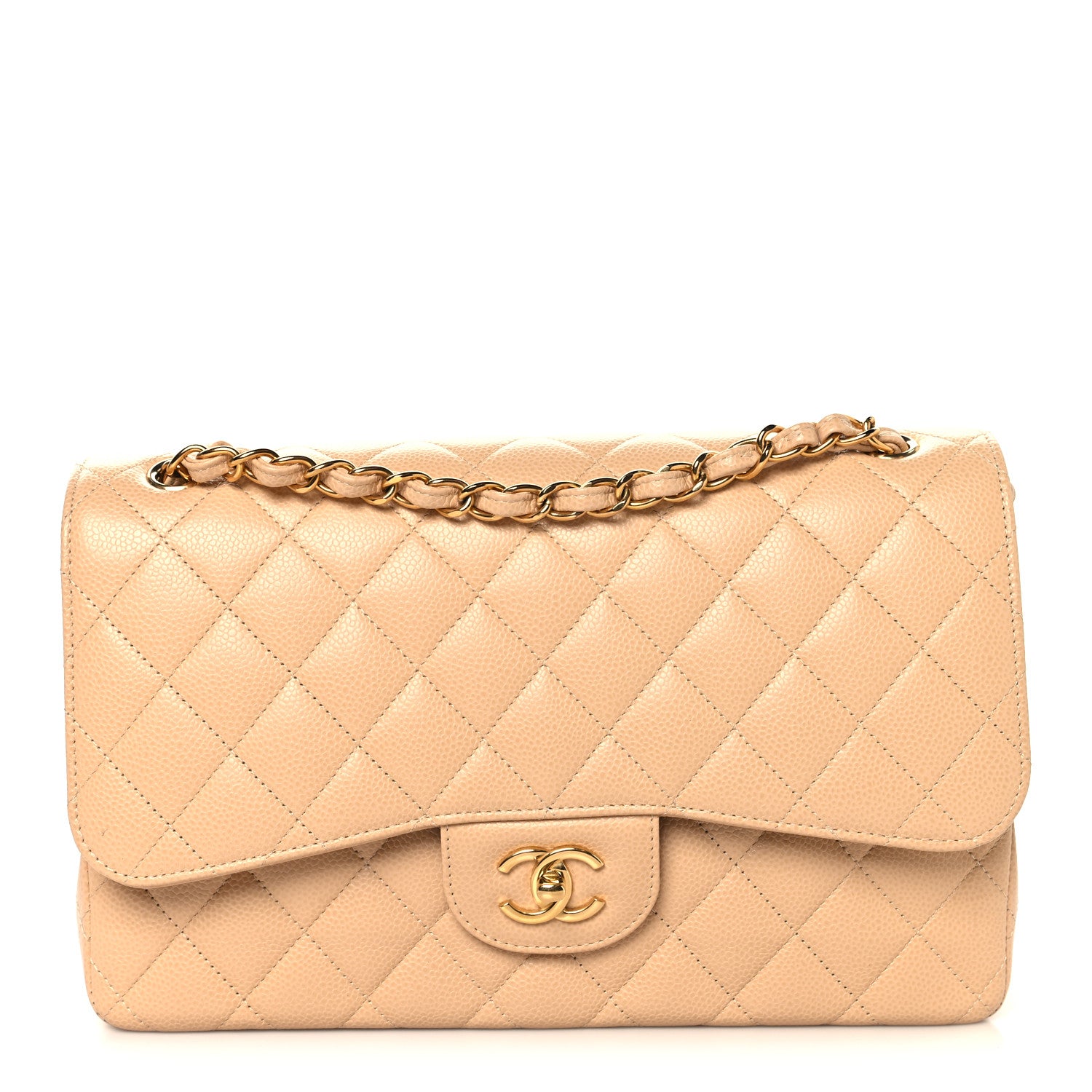 Chanel Caviar Quilted Jumbo Double Flap Beige 1 of 11