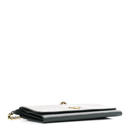 Prada Saffiano Metal Oro Chain Wallet Smeraldo 4 of 9