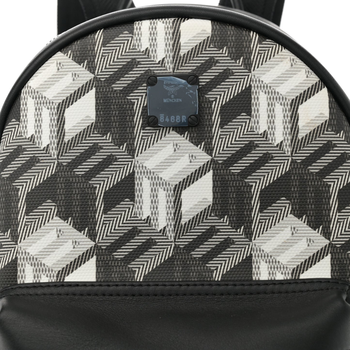 Cubic Monogram Medium Backpack Black White