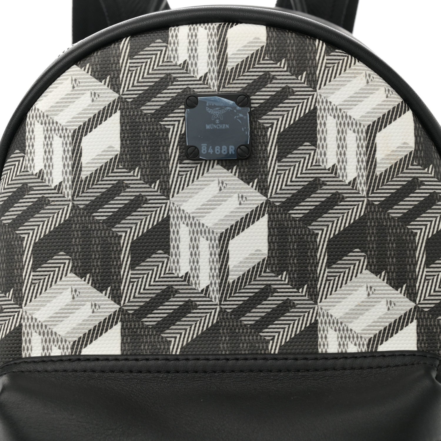 MCM Cubic Monogram Medium Backpack Black White 8 of 12