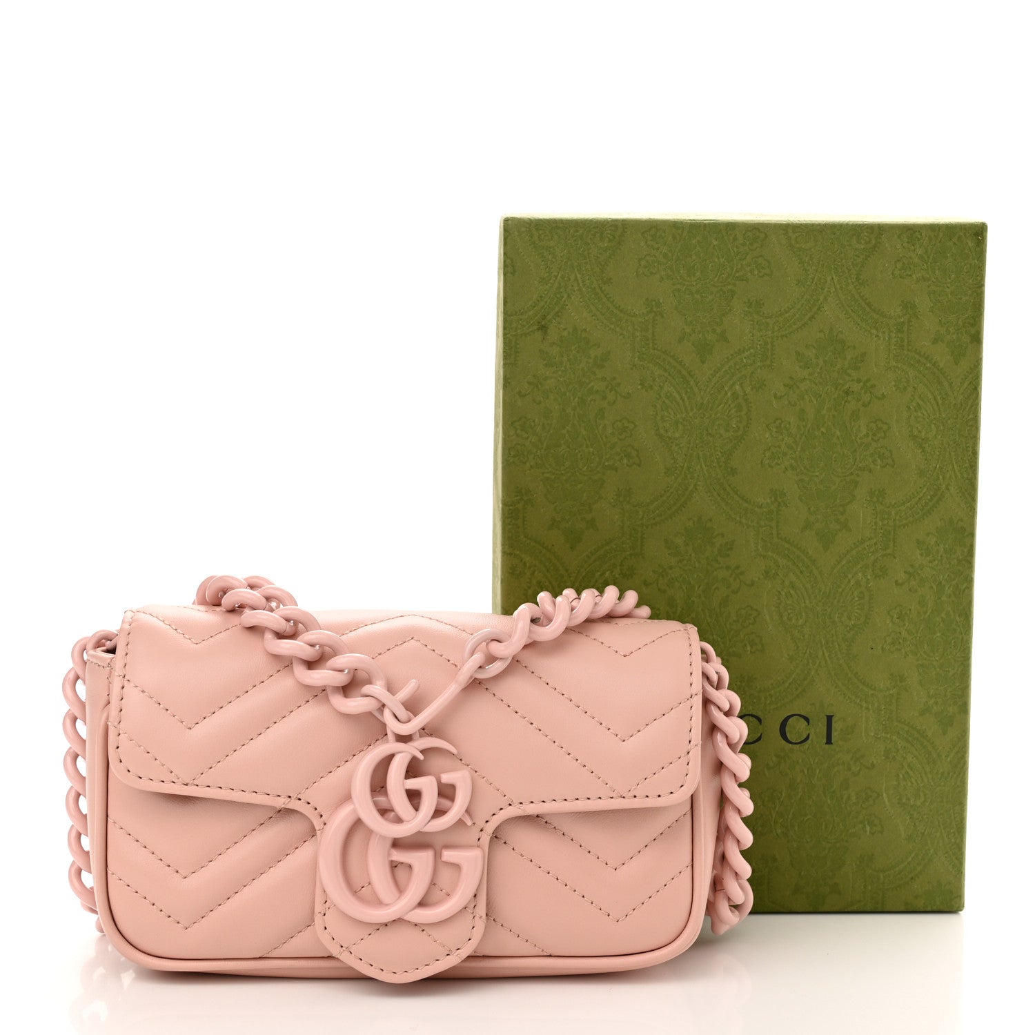 Gucci Calfskin Matelasse Monochrome GG Marmont Chain Belt Bag Perfect Pink 10 of 10