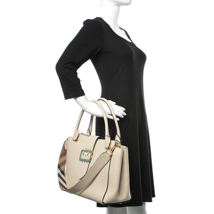 Burberry Soft Grain Calfskin Medium Buckle Tote Limestone 2 of 10