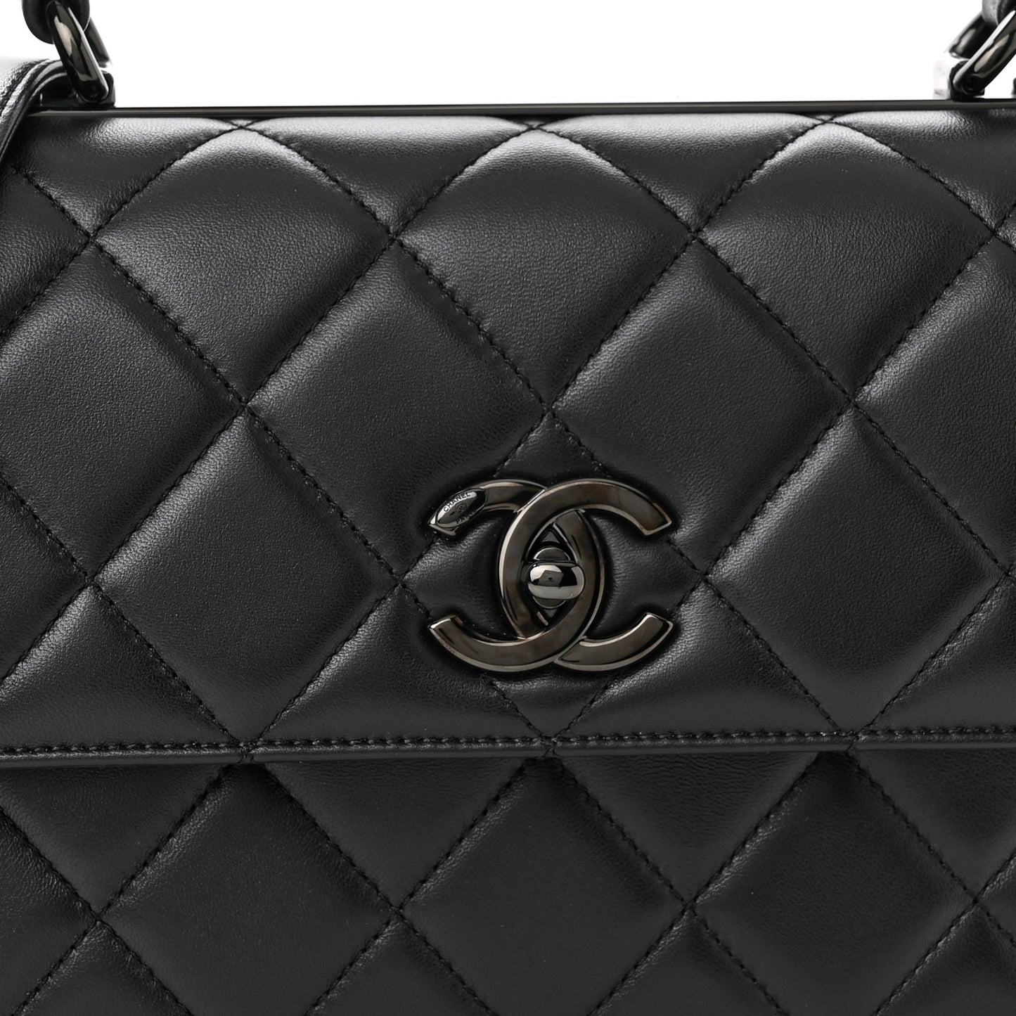 Lambskin Quilted Small Trendy CC Dual Handle Flap Bag So Black
