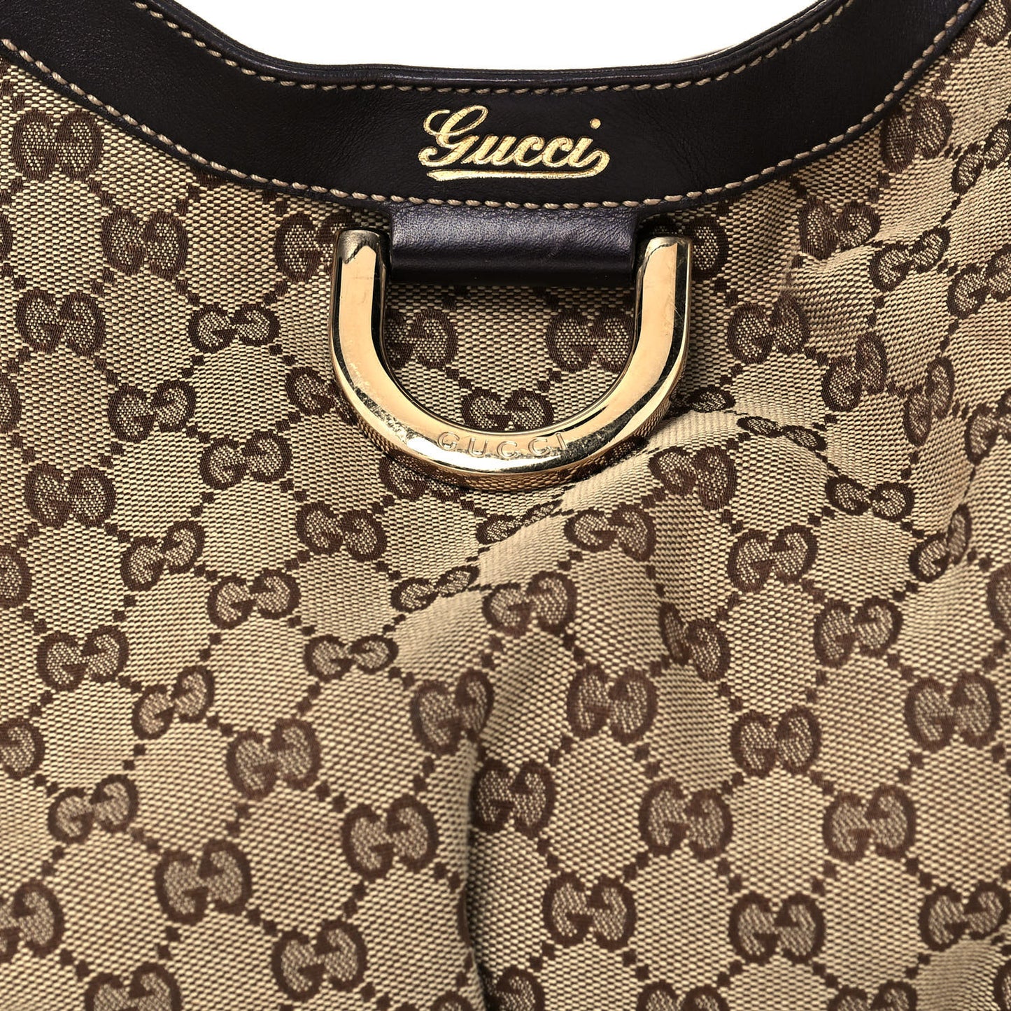 Monogram Large D Gold Hobo Dark Brown