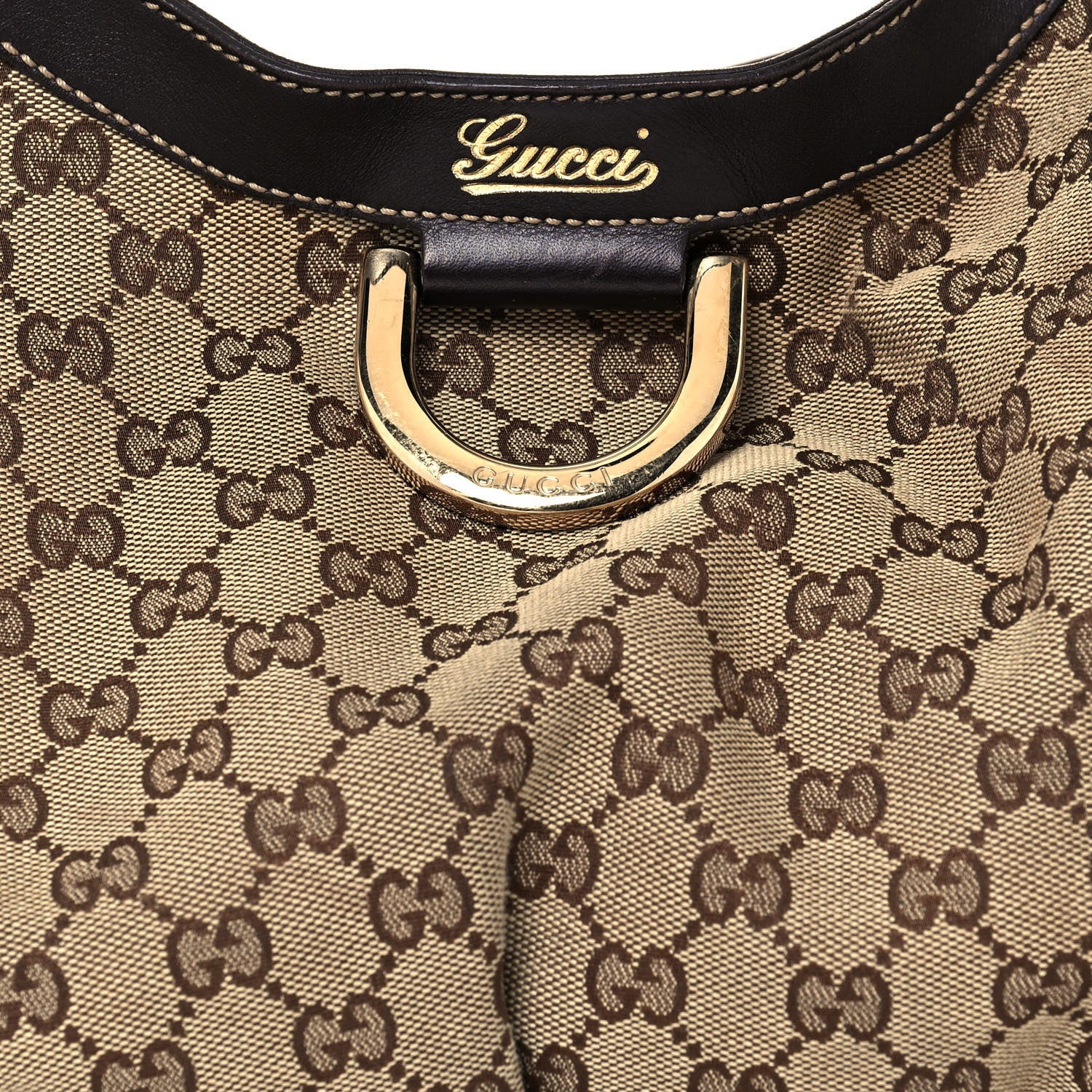 Gucci Monogram Large D Gold Hobo Dark Brown 8 of 15