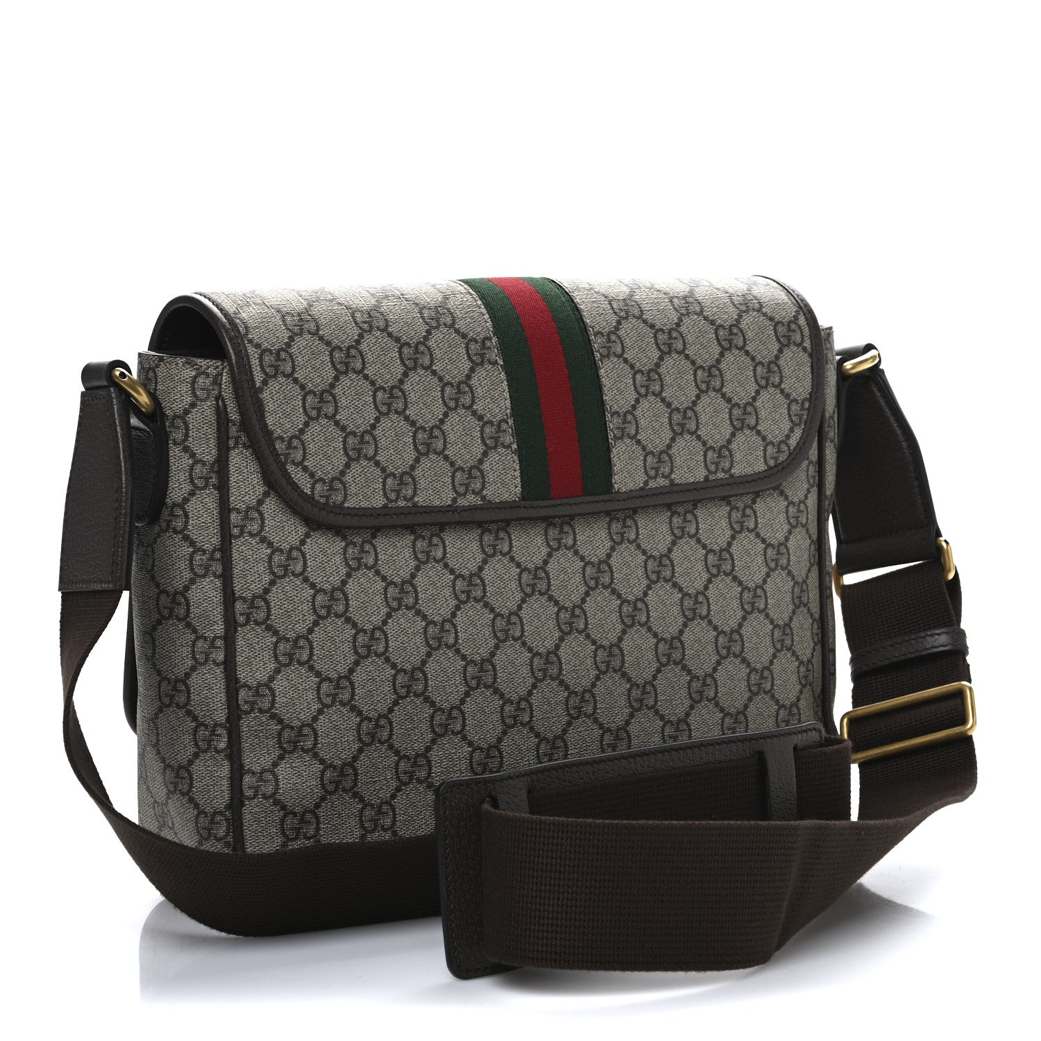 Gucci Tender GG Supreme Monogram Textured Dollar Calfskin Medium Ophidia Messenger Bag Beige Ebony New Acero 3 of 11