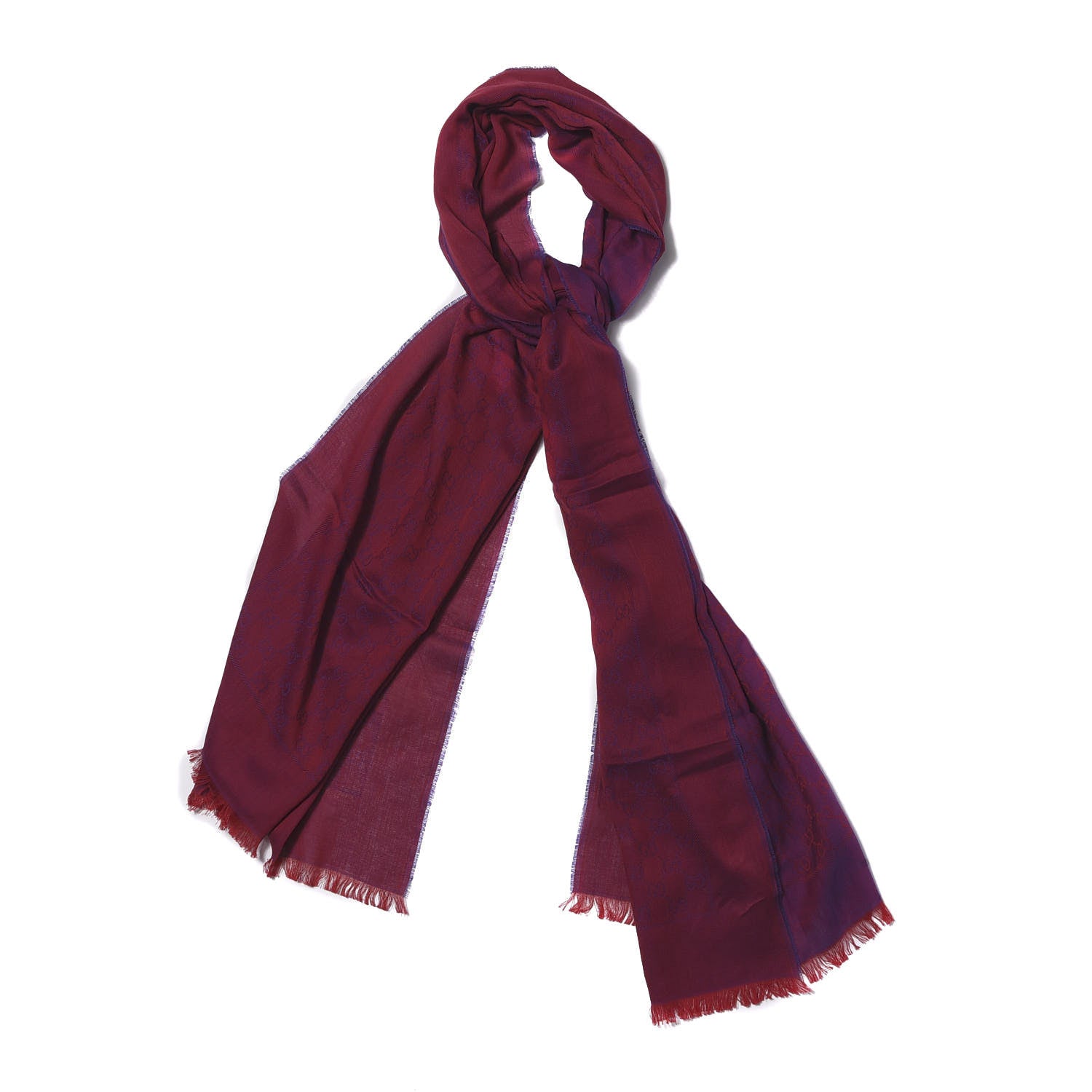 Gucci Wool Silk GG Monogram GGNat Plus Scarf Fuchsia 1 of 7