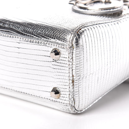 Christian Dior Metallic Lizard Mini Lady Dior Silver 7 of 13