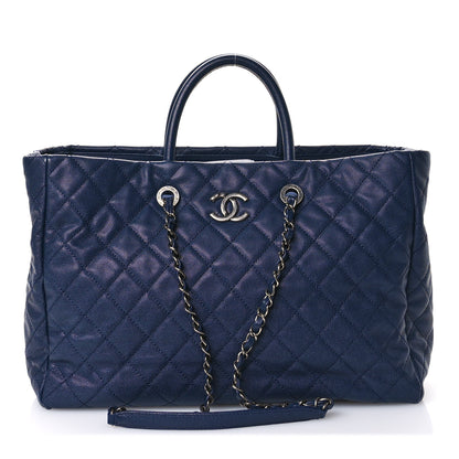 Chanel Caviar Quilted Large Coco Handle Shopping Tote Navy 1 of 12