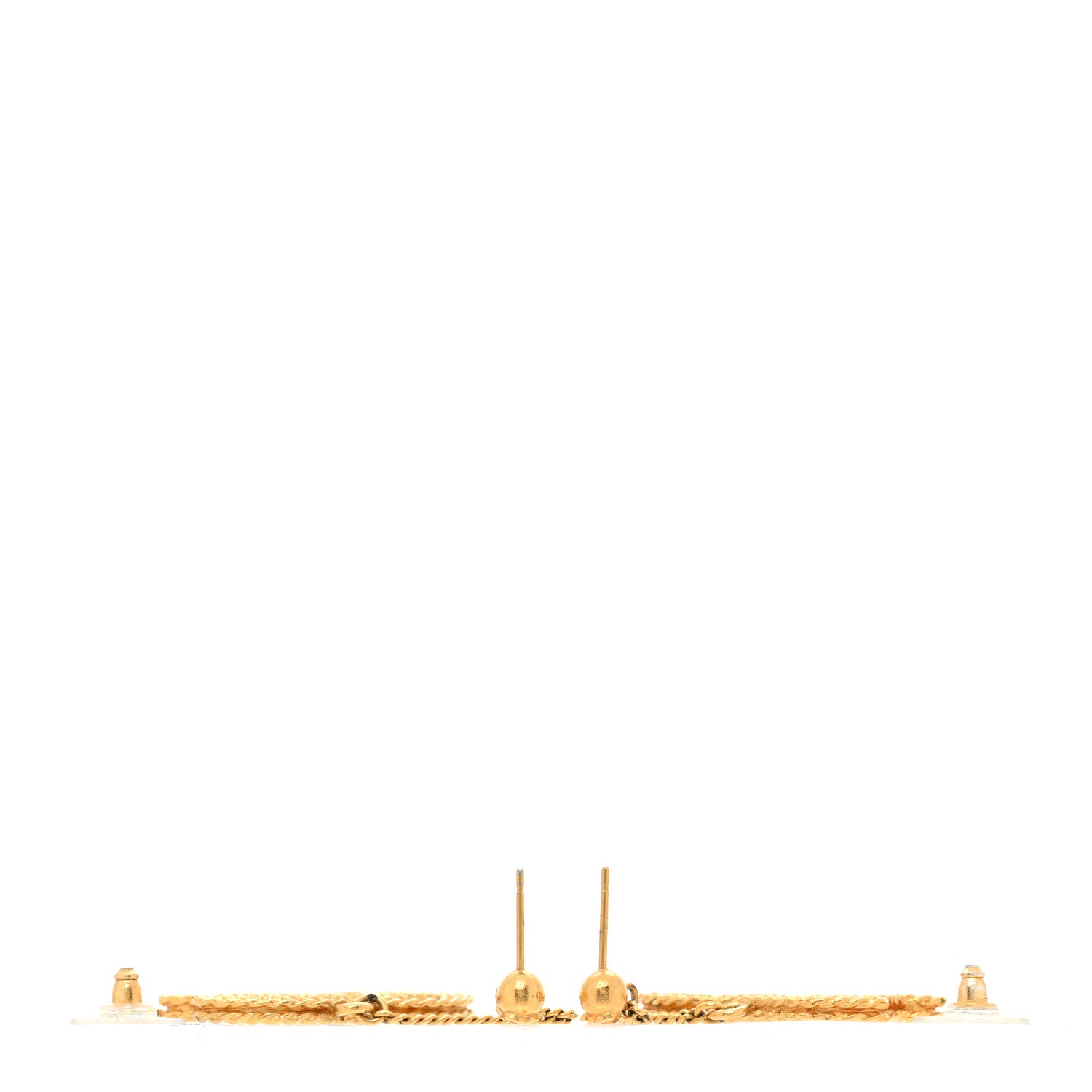 Chanel CC Drop Earrings Matte Gold 3 of 6