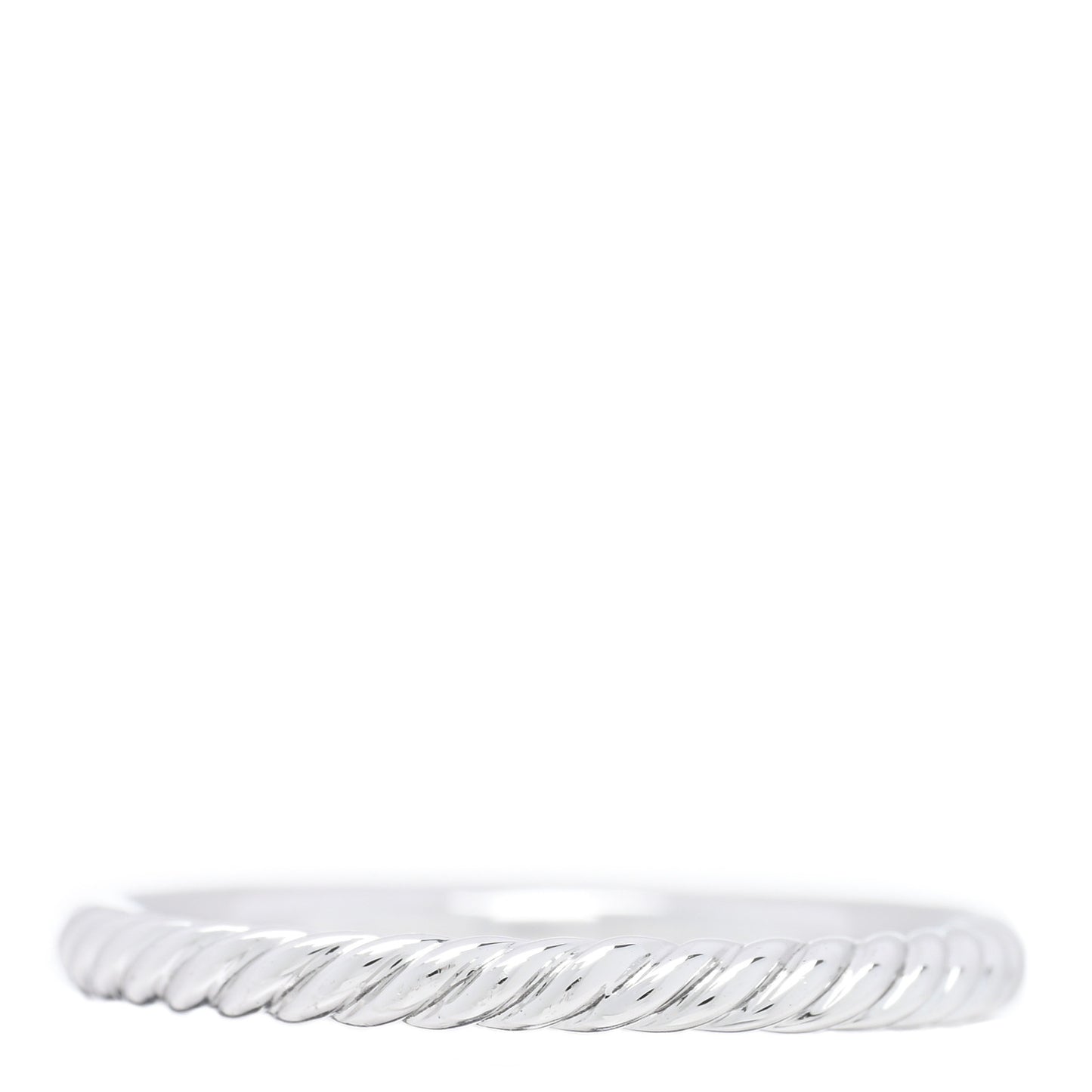 18K White Gold Diamond 2mm Cable Collectibles Band Ring 54 7