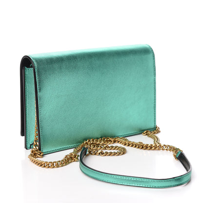 Saint Laurent Laminated Calfskin Classic Monogram Kate Tassel Chain Wallet Green 3 of 12