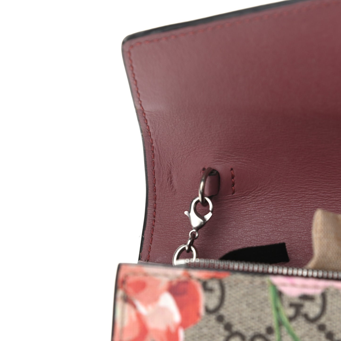 GG Supreme Monogram Blooms Mini Dionysus Chain Wallet Beige Multicolor Dry Rose