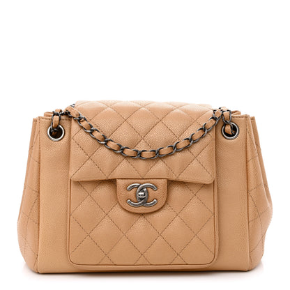 Chanel Caviar Quilted CC Accordion Shopping Bag Beige 1 of 12