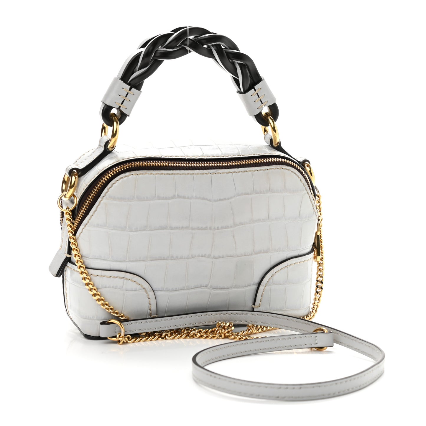 Crocodile Embossed Mini Daria Chain Bag Light Cloud
