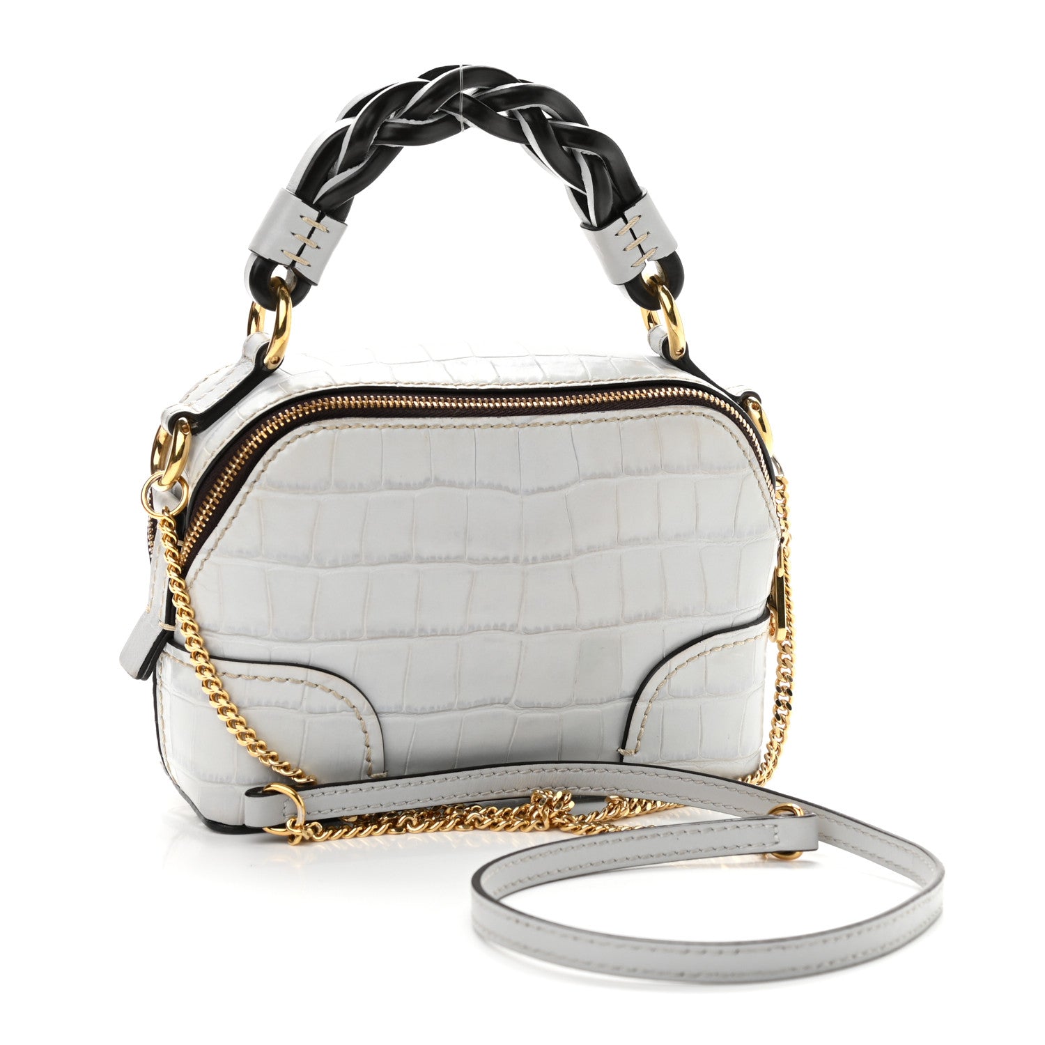 Chloe Crocodile Embossed Mini Daria Chain Bag Light Cloud 3 of 10