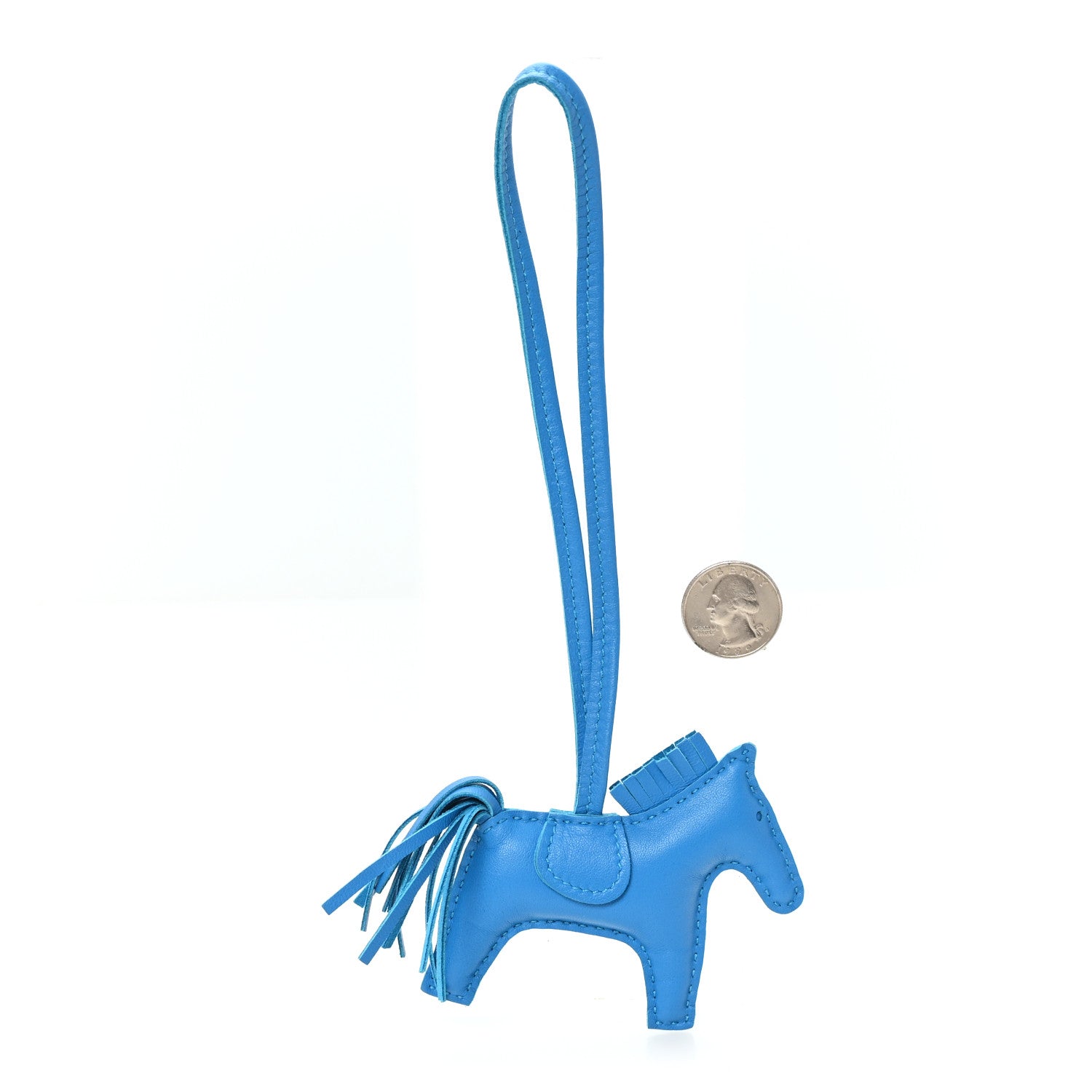 Hermes Milo Lambskin Grigri Rodeo Horse Bag Charm PM Bleu Zanzibar