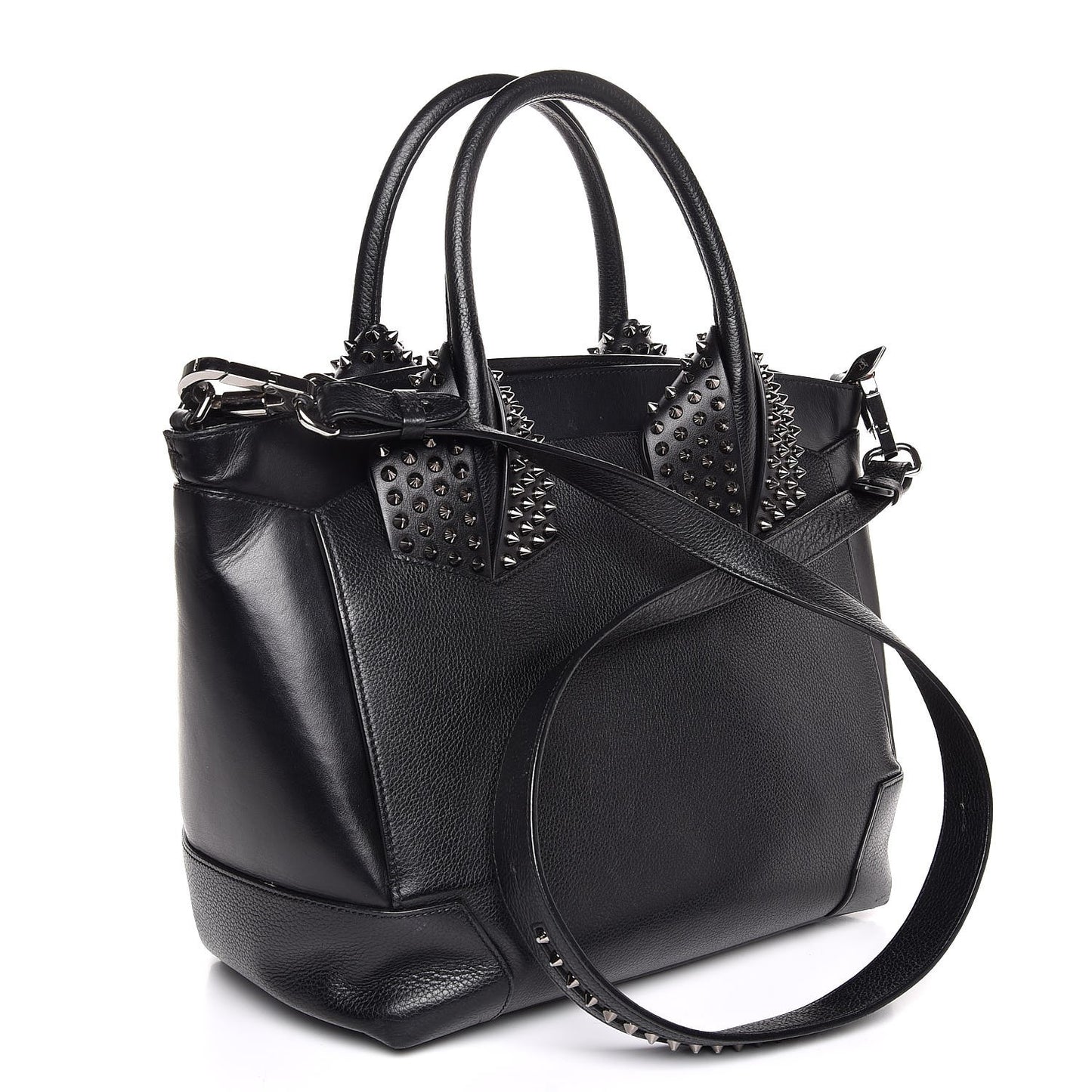 Grained Calfskin Studded Large Eloise Satchel Black