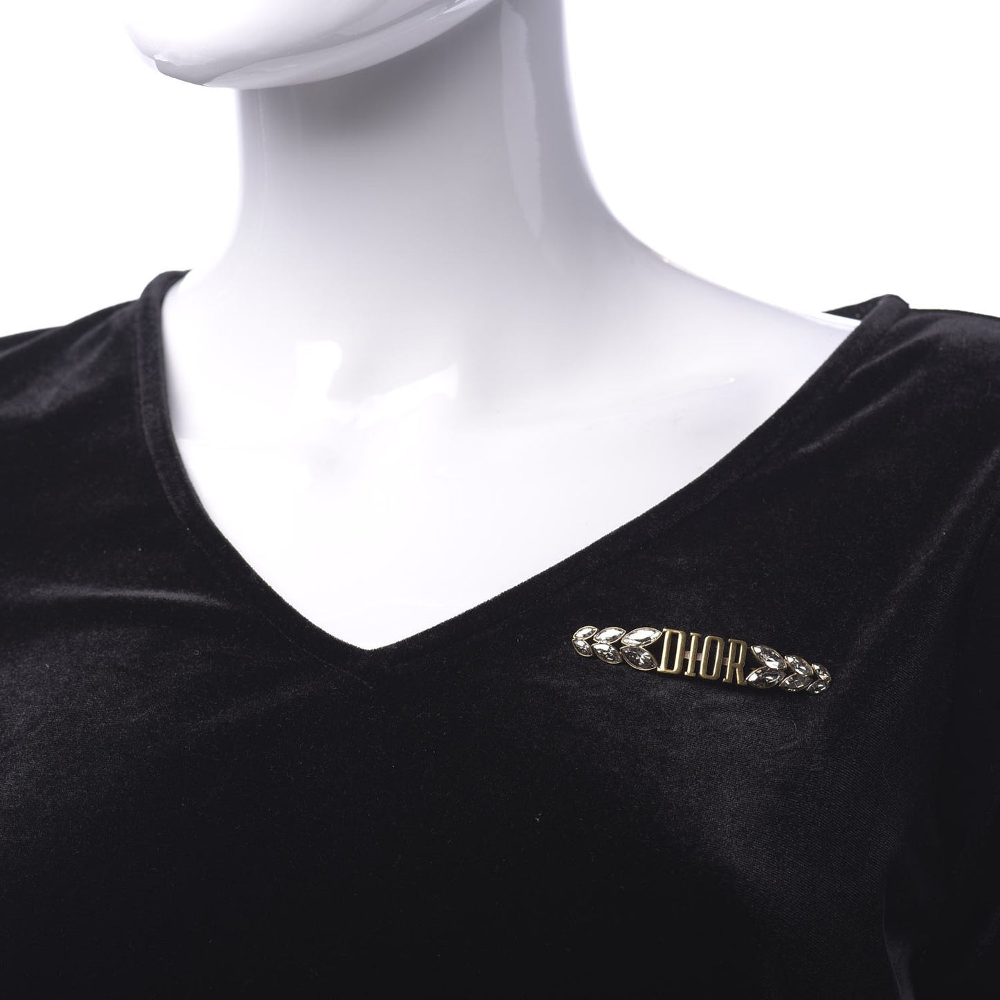 Crystal Dior Petal Brooch Gold