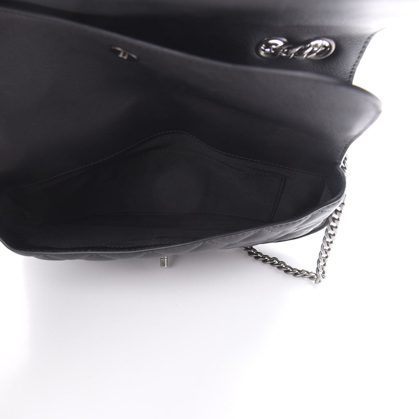 Lambskin Quilted Large Natural CC Flap Black