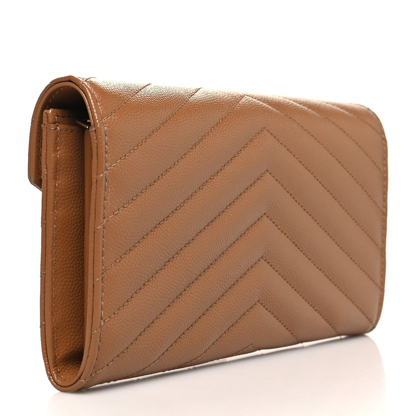 Grain De Poudre Matelasse Chevron Monogram Flap Wallet Dark Natural