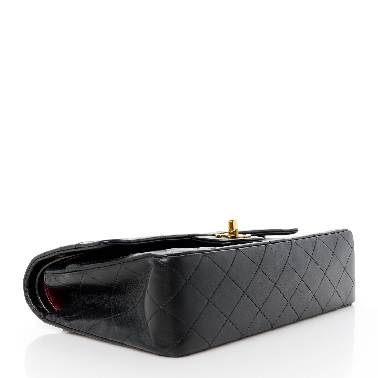 Lambskin Quilted Medium Double Flap Black