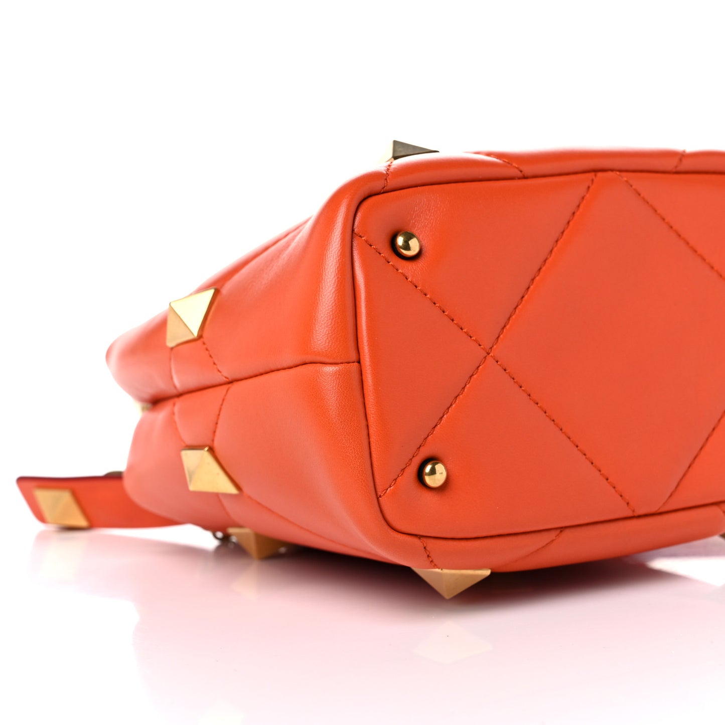 Nappa Small Roman Stud The Handle Bag Orange Zest
