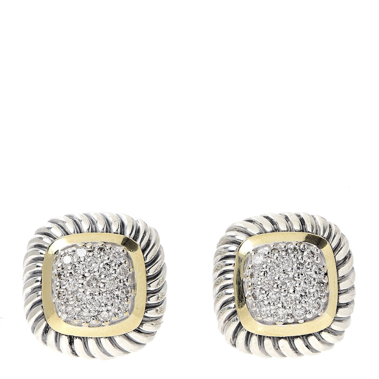Sterling Silver 18K Yellow Gold Diamond 7mm Albion Earrings