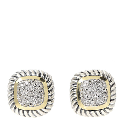 David Yurman Sterling Silver 18K Yellow Gold Diamond 7mm Albion Earrings 1 of 4