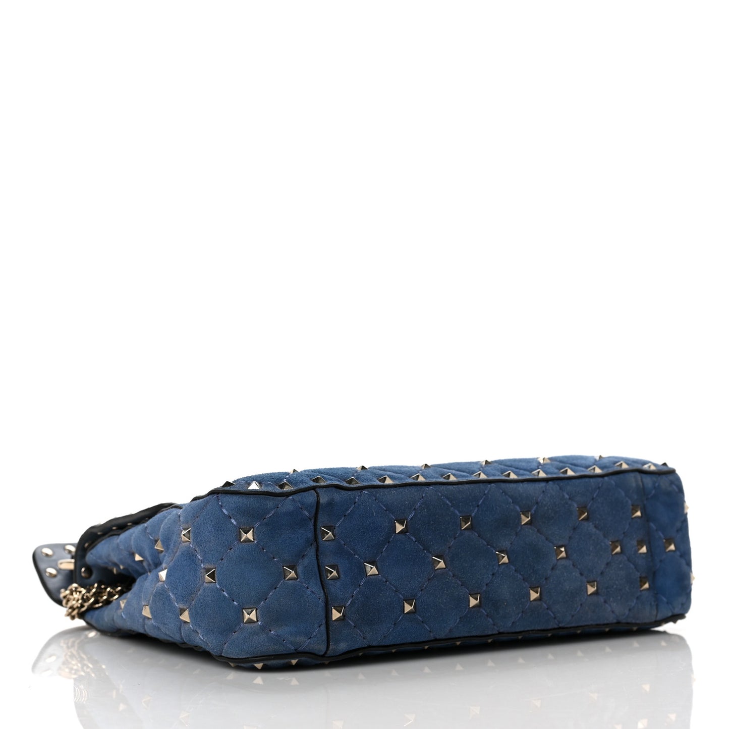 Suede Medium Rockstud Spike Shoulder Bag Blue