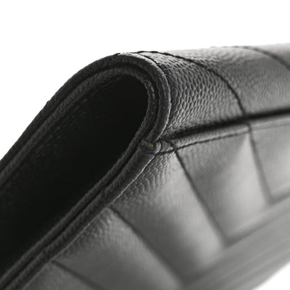 Saint Laurent Grain De Poudre Matelasse Chevron Monogram Envelope Clutch Black 11 of 12