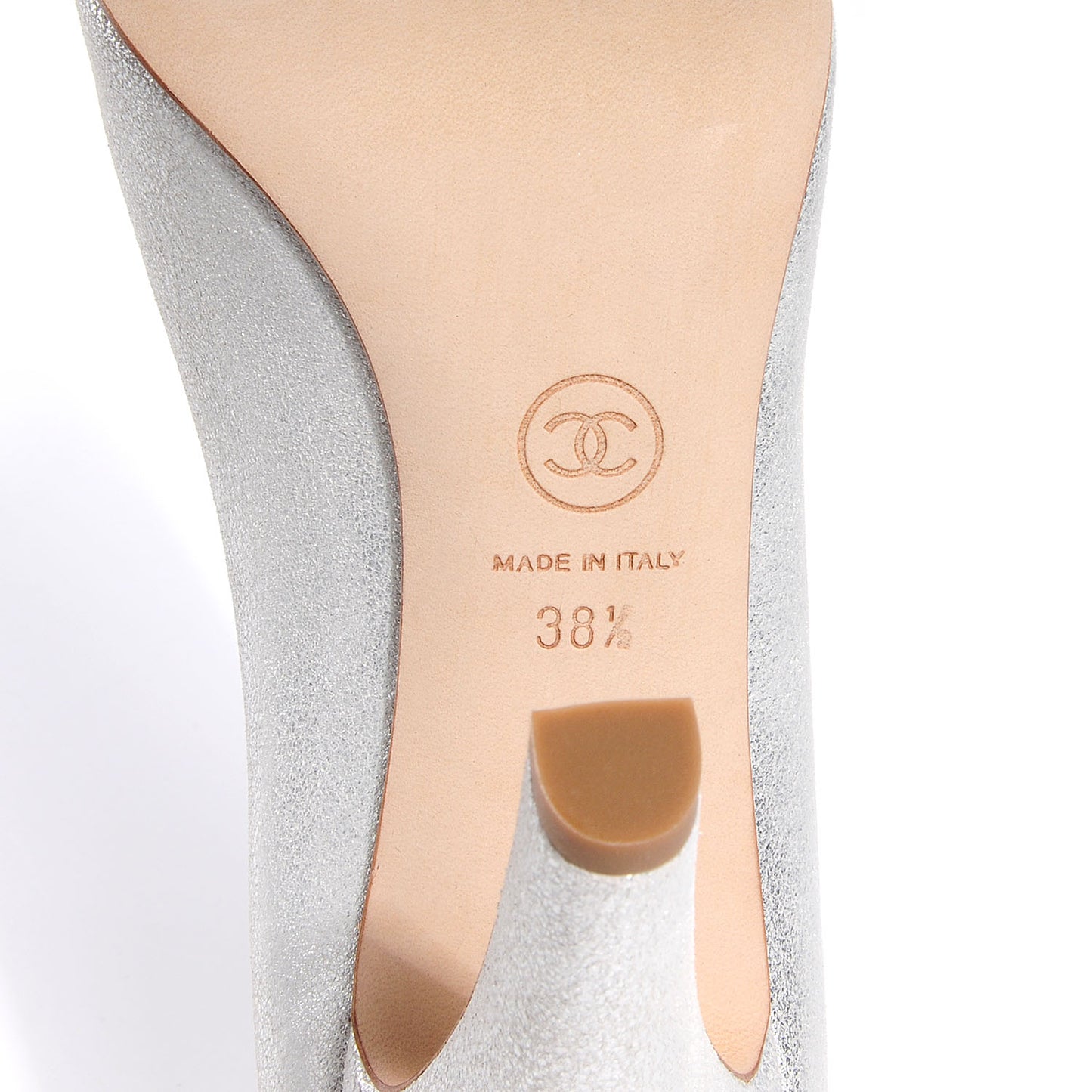 Metallic Leather Cap Toe Pumps Silver Black 38.5