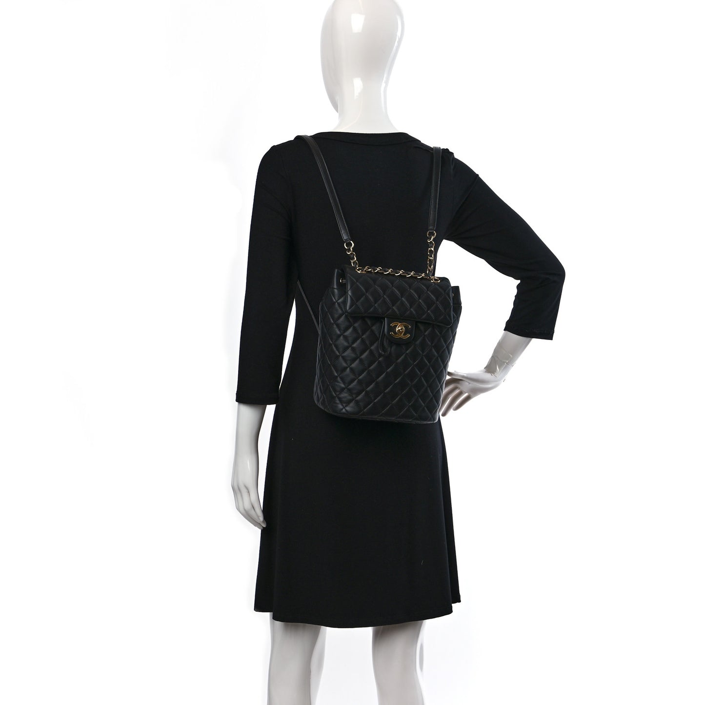 Lambskin Quilted Small Urban Spirit Backpack Black