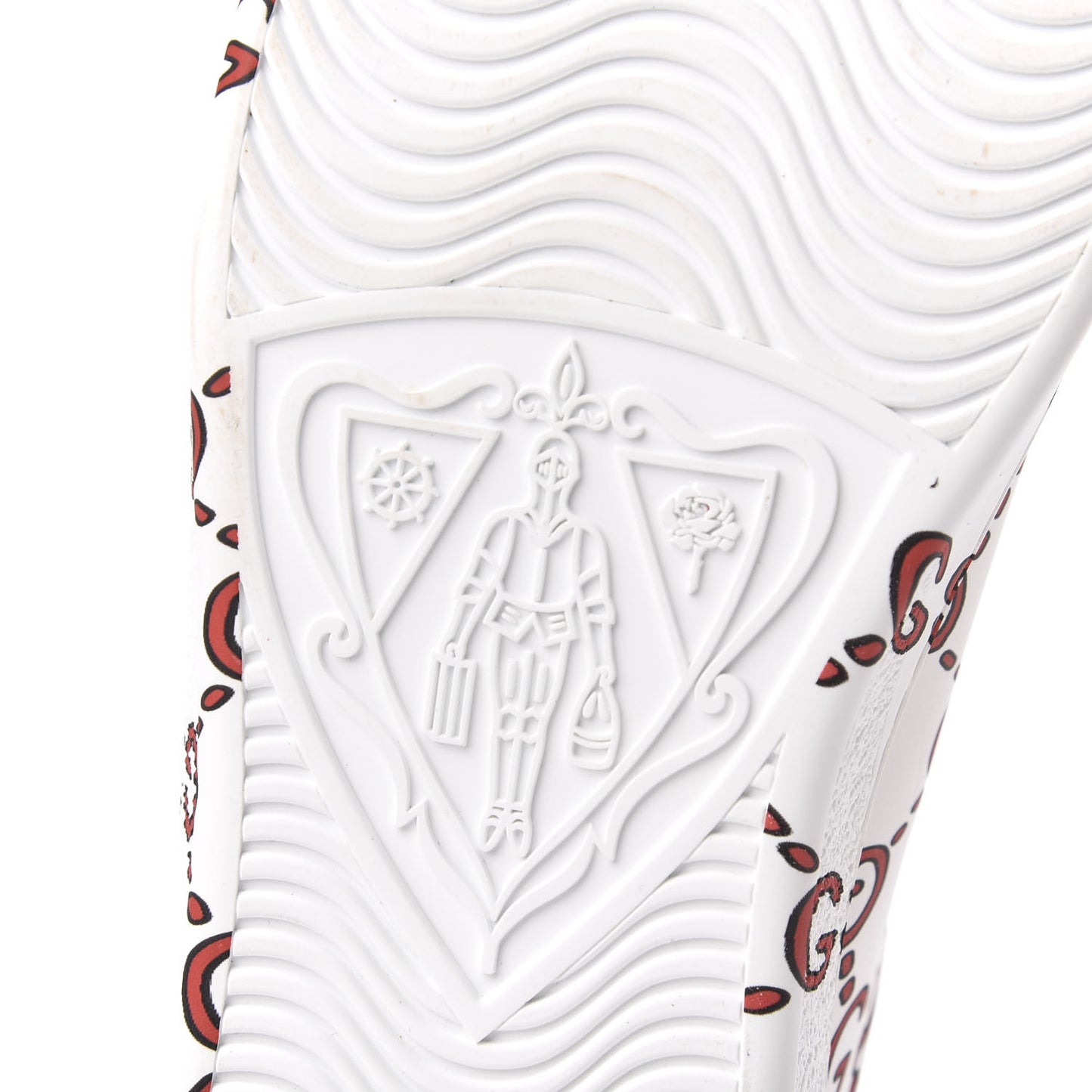 Calfskin GucciGhost Print Mens Ace Sneakers 11 White Hibiscus Red