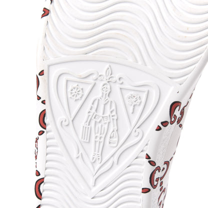Gucci Calfskin GucciGhost Print Mens Ace Sneakers 11 White Hibiscus Red 9 of 10