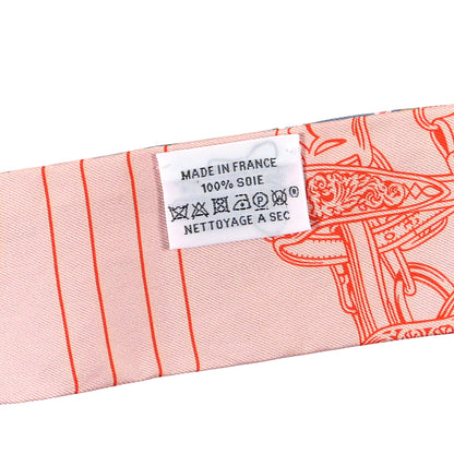 Hermes Silk Brides De Gala En Fleurs Twilly Blue Jean Rose Saumon 3 of 3