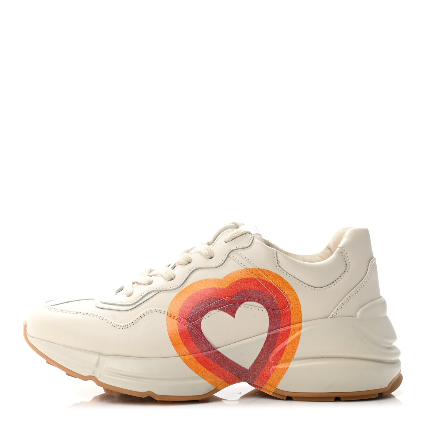 Calfskin Interlocking G Heart Rhyton Sneakers 36 Mystic White