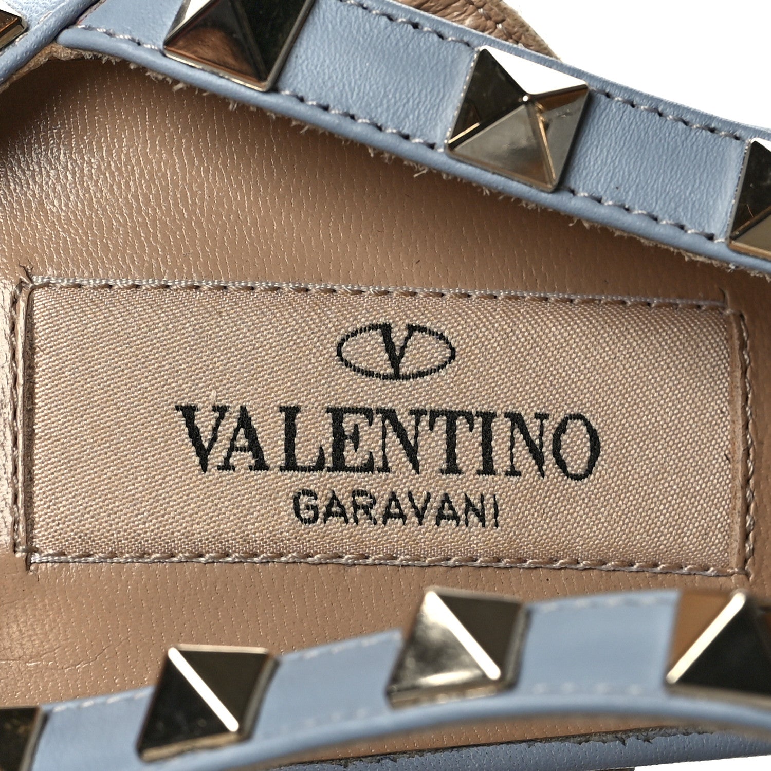 Valentino Garavani Calfskin Nappa Rockstud Ankle Strap 65mm Pumps 37.5 Water Sky 7 of 8