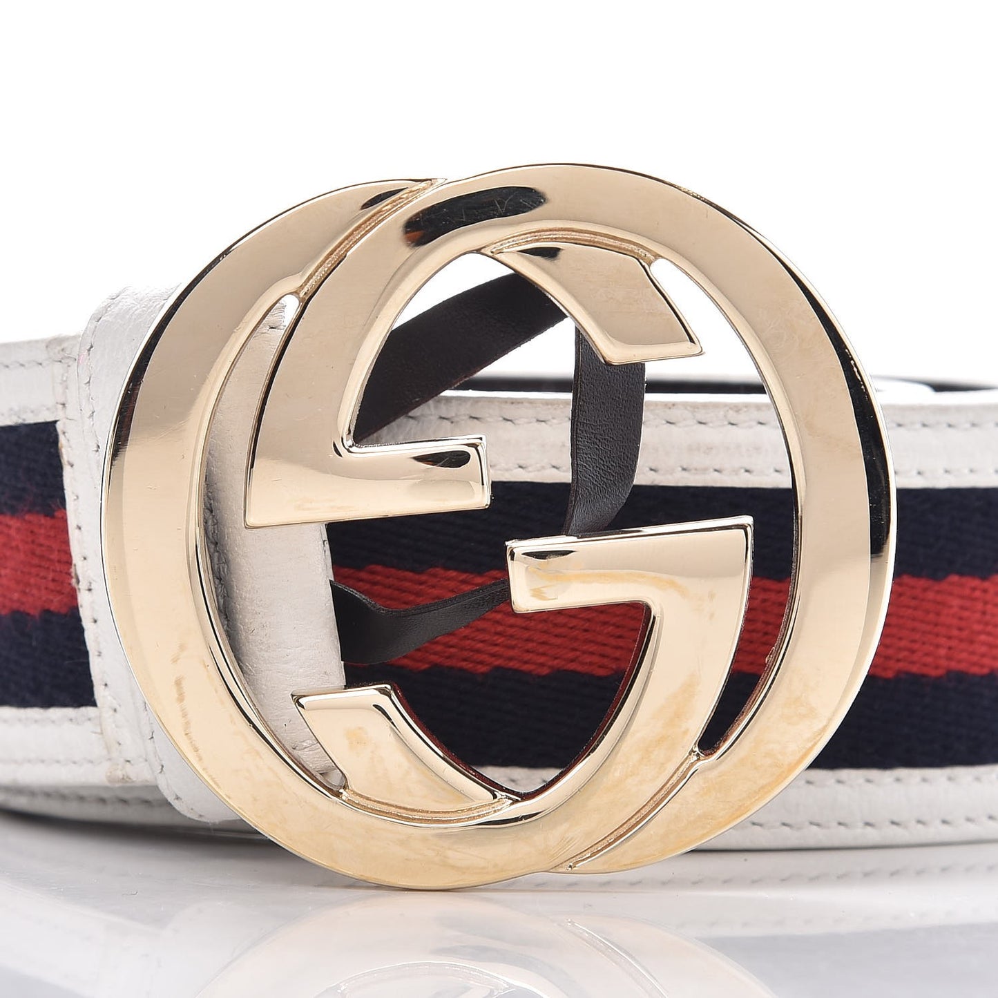 Calfskin Web Interlocking G Belt 90 36 White