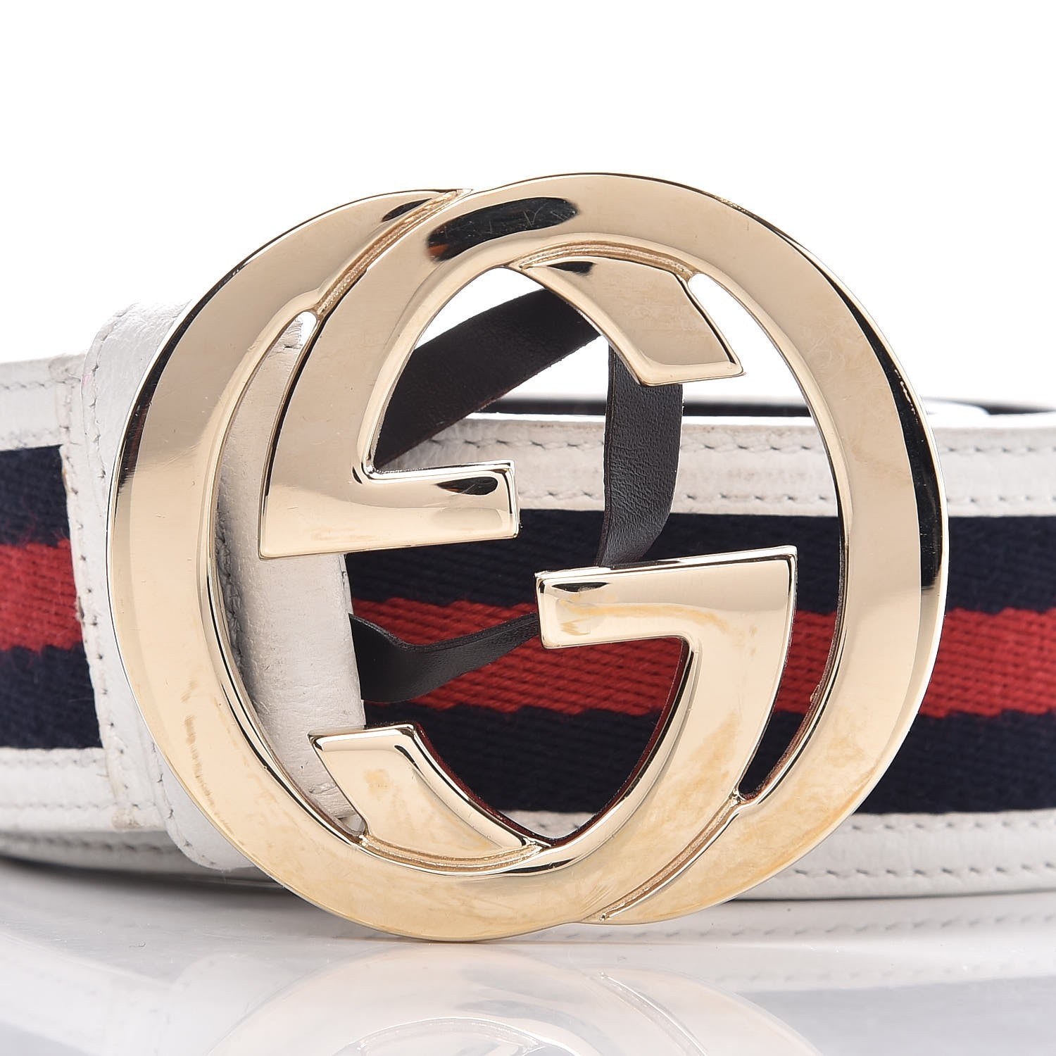 Gucci Calfskin Web Interlocking G Belt 90 36 White 4 of 7