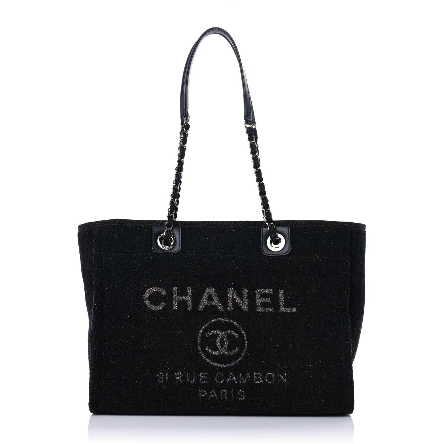Lurex Canvas Small Deauville Tote Black