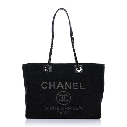 Chanel Lurex Canvas Small Deauville Tote Black 1 of 10