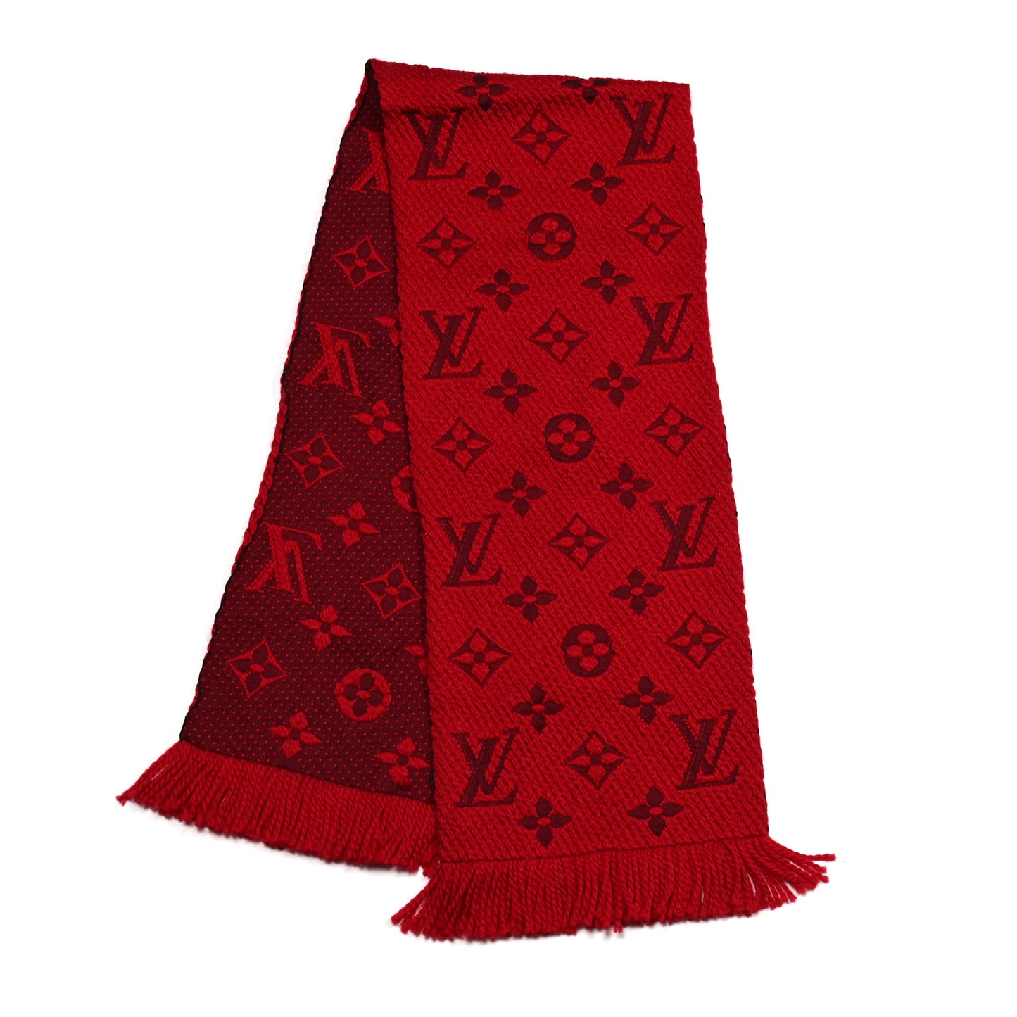Wool Silk Logomania Scarf Rubis