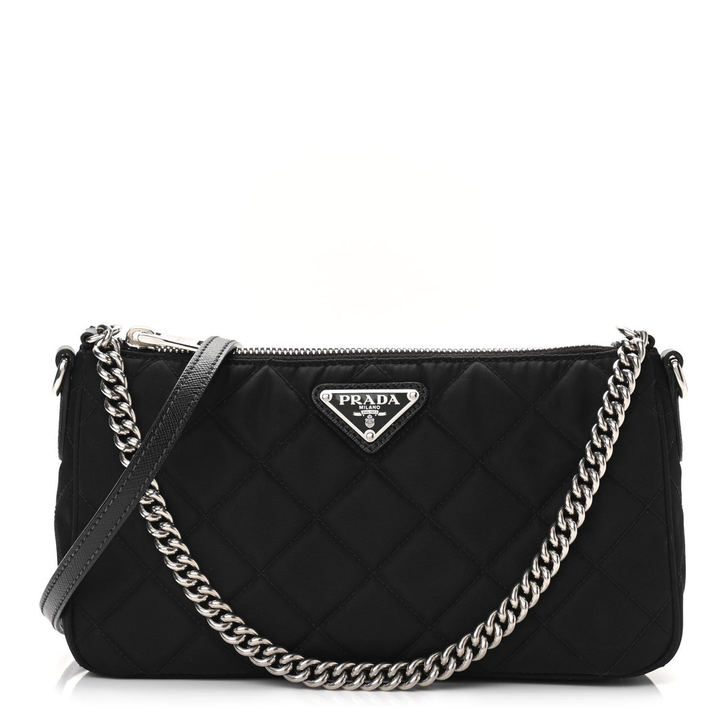 Nylon Tessuto Impuntu Quilted Crossbody Bag Black