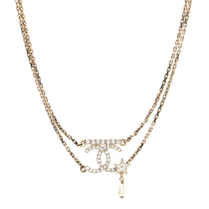Chanel Pearl Crystal CC Star Choker Necklace Gold 3 of 5