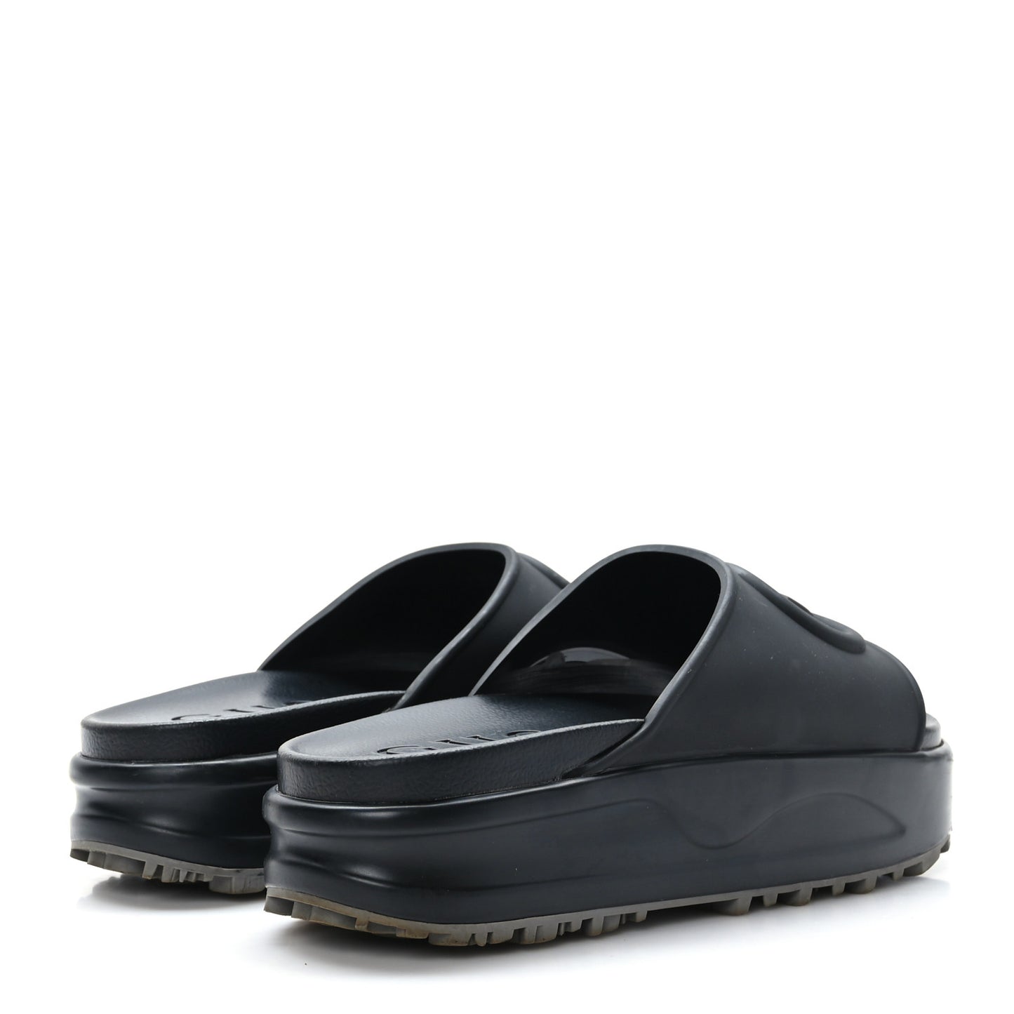 Soft Rubber Womens Interlocking G Platform 42mm Slide Sandals 39 Black