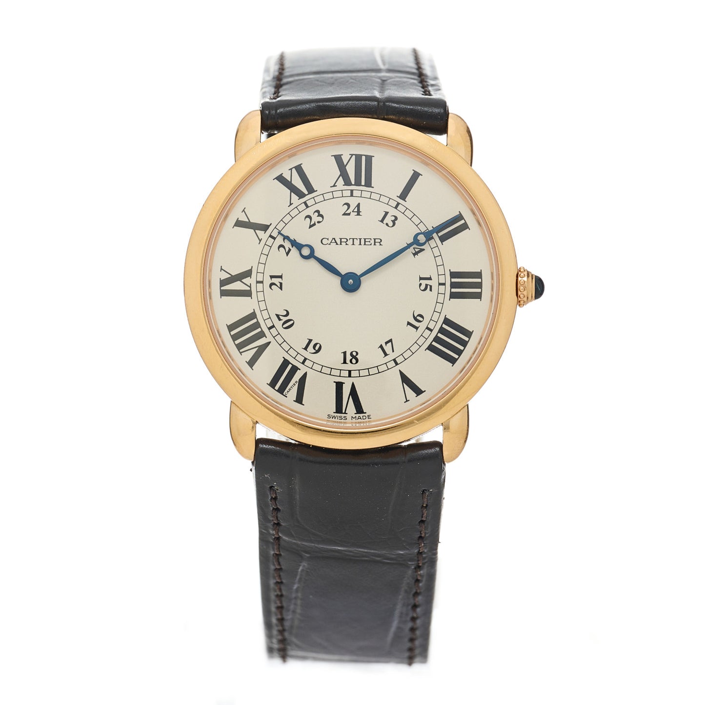 18K Pink Gold Alligator 36mm Ronde Louis Manual Winding Watch Brown